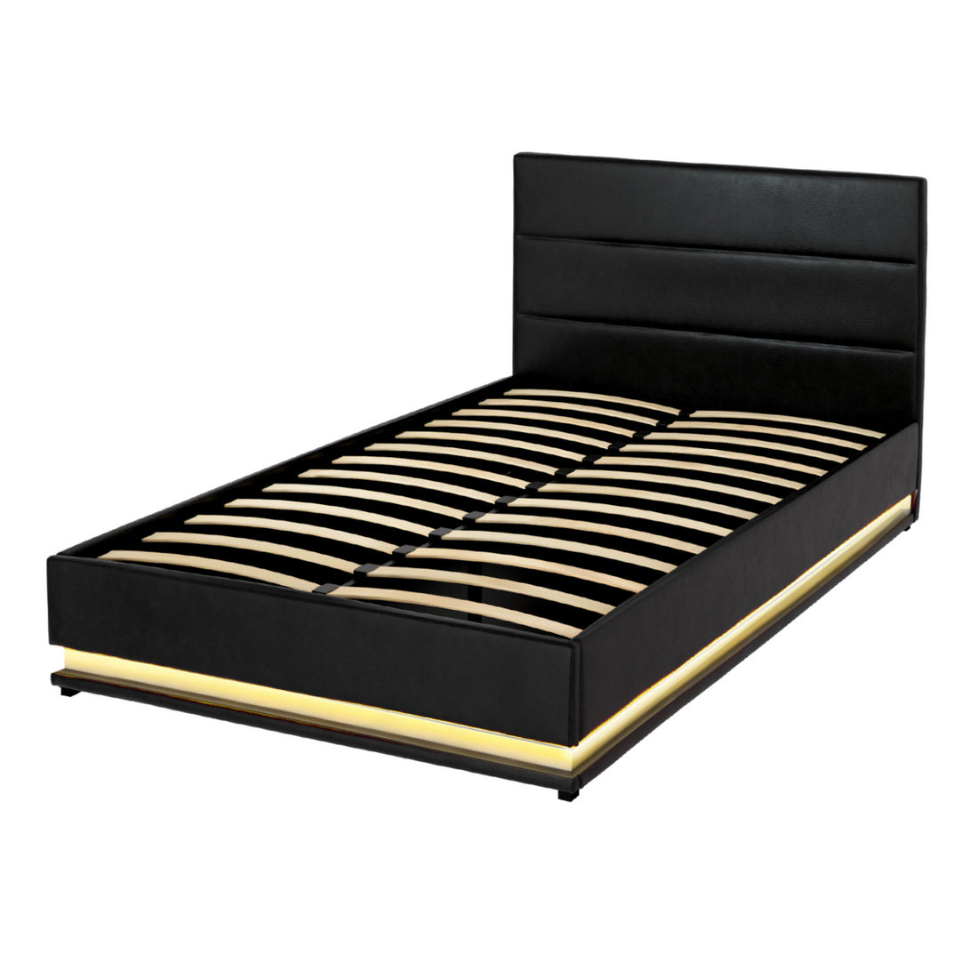 Artiss LUMI LED Gas Lift Bed Frame King Single Black 150kg