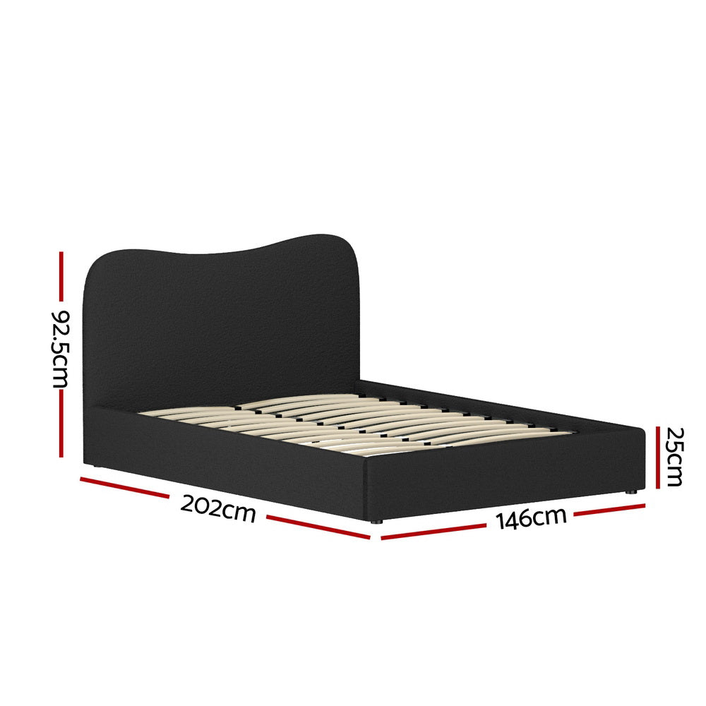 Artiss Boucle Upholstered Bed Frame Double Size Beige