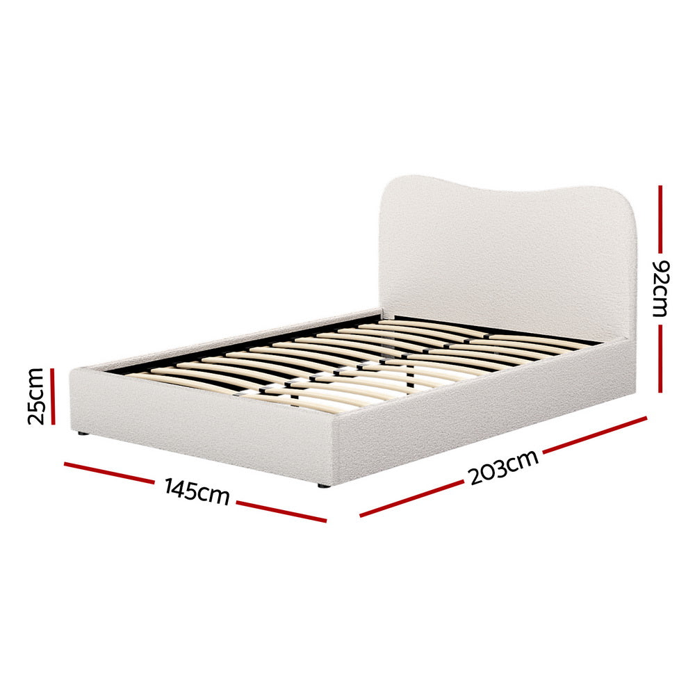 Artiss DARA Boucle Double Bed Frame Beige 300kg