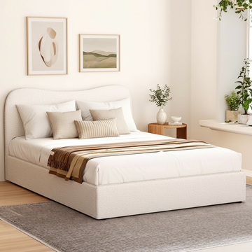 Artiss DARA Boucle Double Bed Frame Beige 300kg
