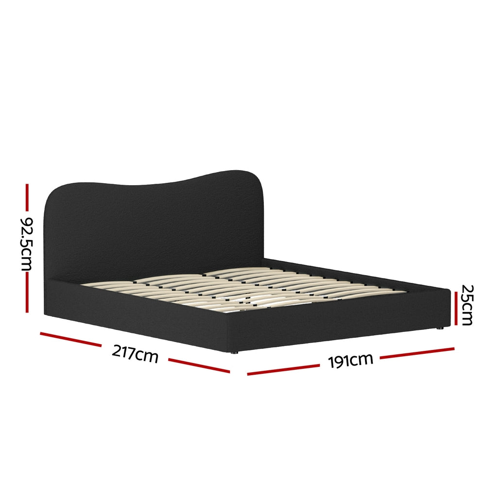 Artiss DARA Boucle King Bed Frame Black 300kg