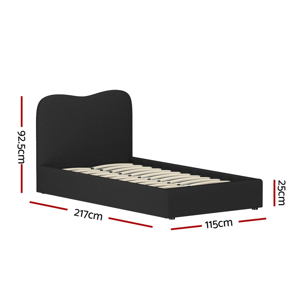 Artiss DARA Boucle King Single Bed Frame Black