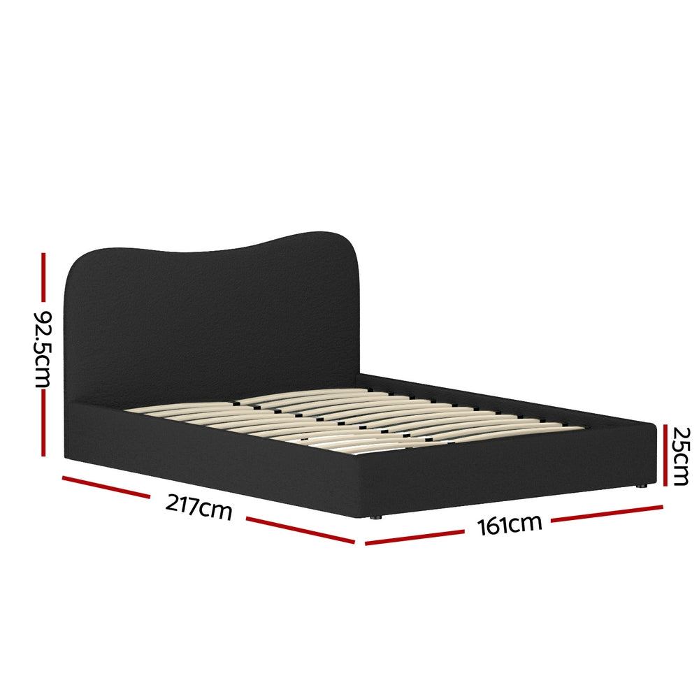 Artiss DARA Boucle Queen Bed Frame Black 300kg