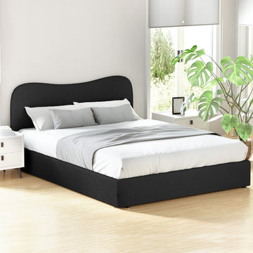 Artiss DARA Boucle Queen Bed Frame Black 300kg