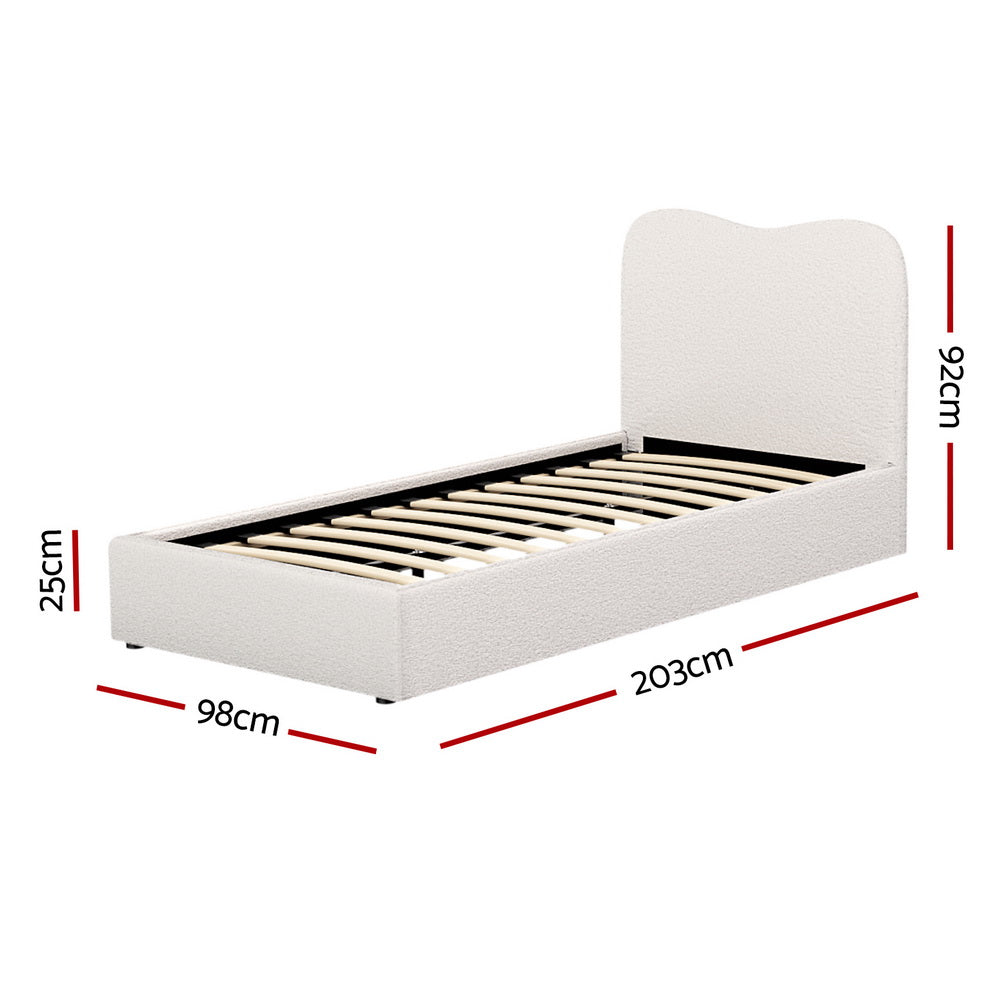 Artiss DARA Boucle Single Bed Frame Beige 180kg