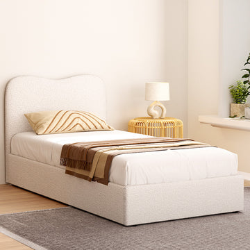 Artiss DARA Boucle Single Bed Frame Beige 180kg