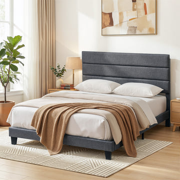 Artiss Double Upholstered Bed Frame Charcoal Grey Linen