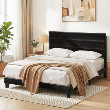 Artiss King Upholstered Bed Frame Black Velvet Platform