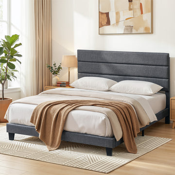 Artiss King Upholstered Bed Frame Charcoal Grey Linen