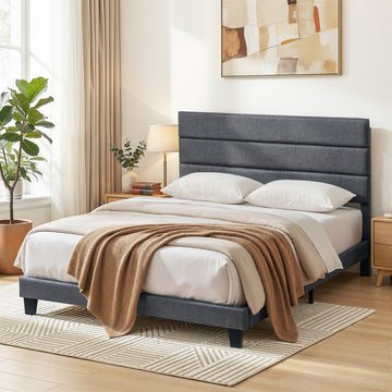 Artiss Queen Upholstered Bed Frame Charcoal Grey Linen