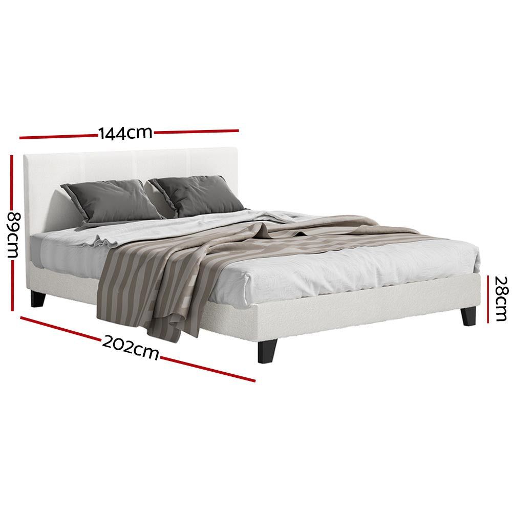 Artiss Neo Boucle Bed Frame Double Cream