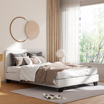 Artiss Neo Boucle Bed Frame Double Cream