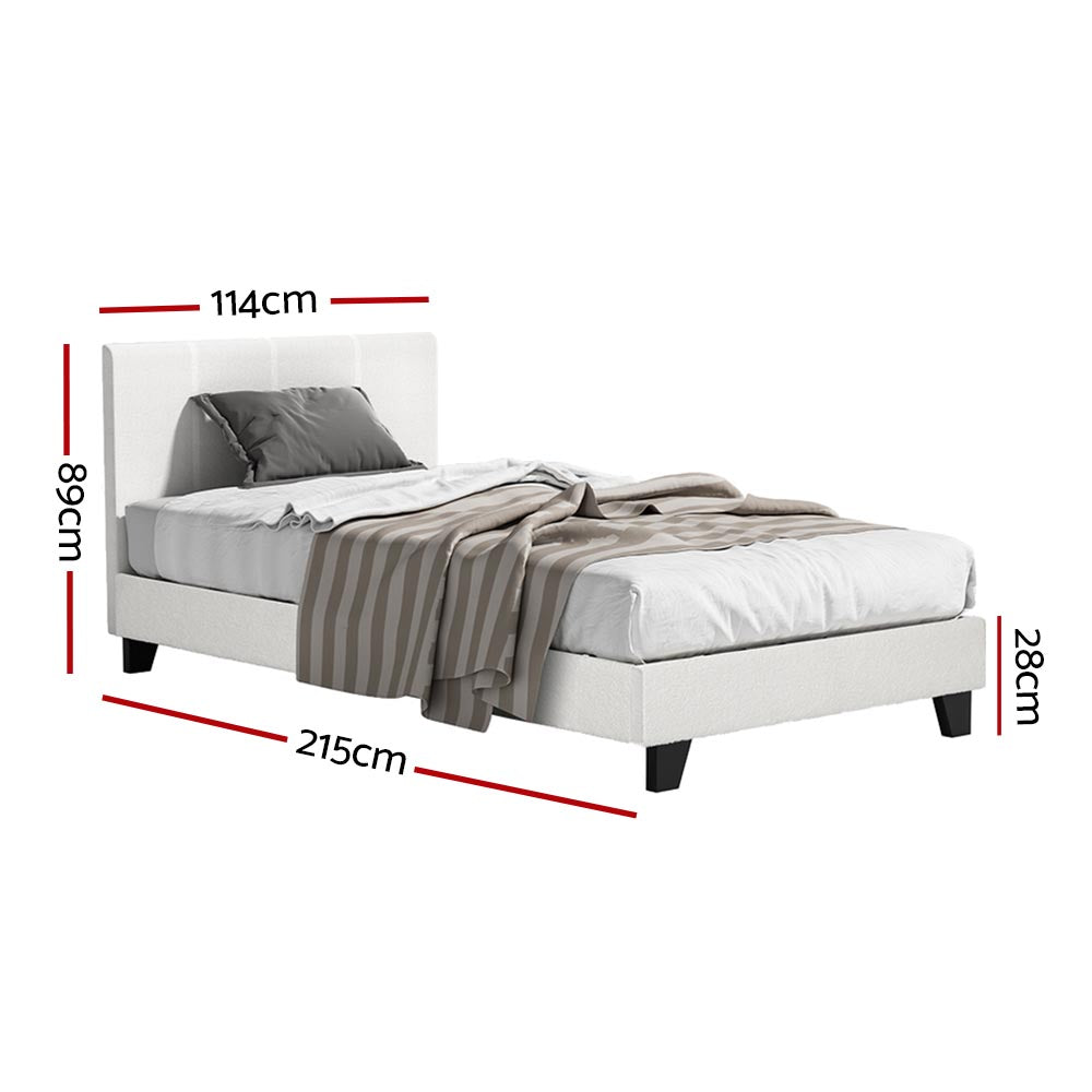 Artiss Neo Boucle King Single Bed Frame Cream