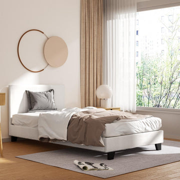 Artiss Neo Boucle King Single Bed Frame Cream
