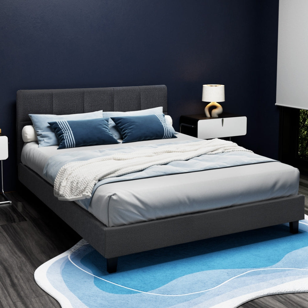 Artiss Tino Upholstered Bed Frame Double Size Charcoal