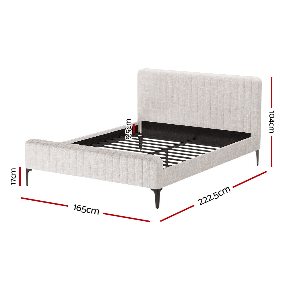 Artiss Queen Bed Frame with Mattress Set Pocket Coil Linen Beige