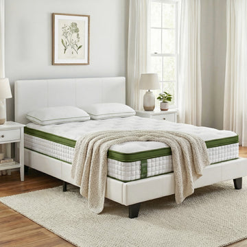Artiss Neo Hybrid Bed Frame Double White PVC Leather with Pocket Coil Mattress