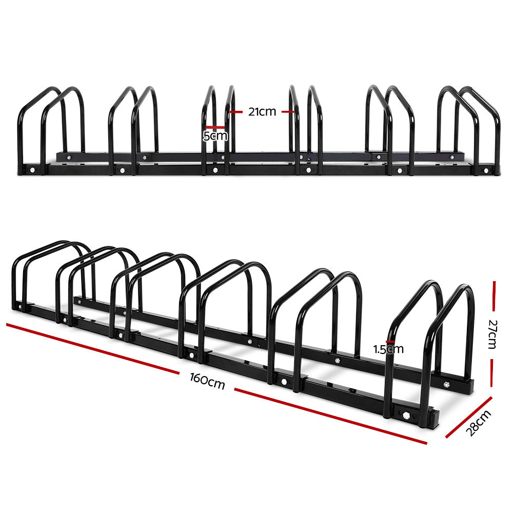 Weisshorn Freestanding 6-Bike Floor Parking Stand Black