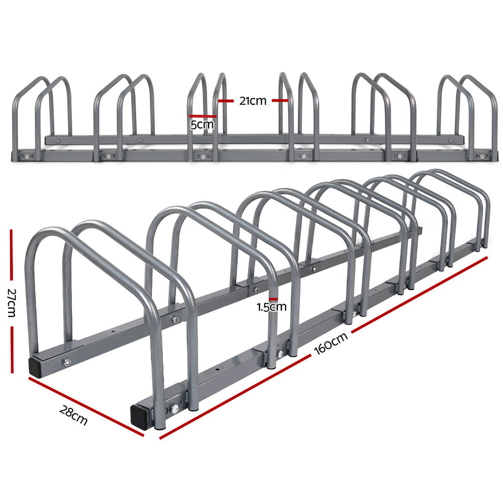 Weisshorn 6 Bike Floor Standing Rack Storage Stand Silver