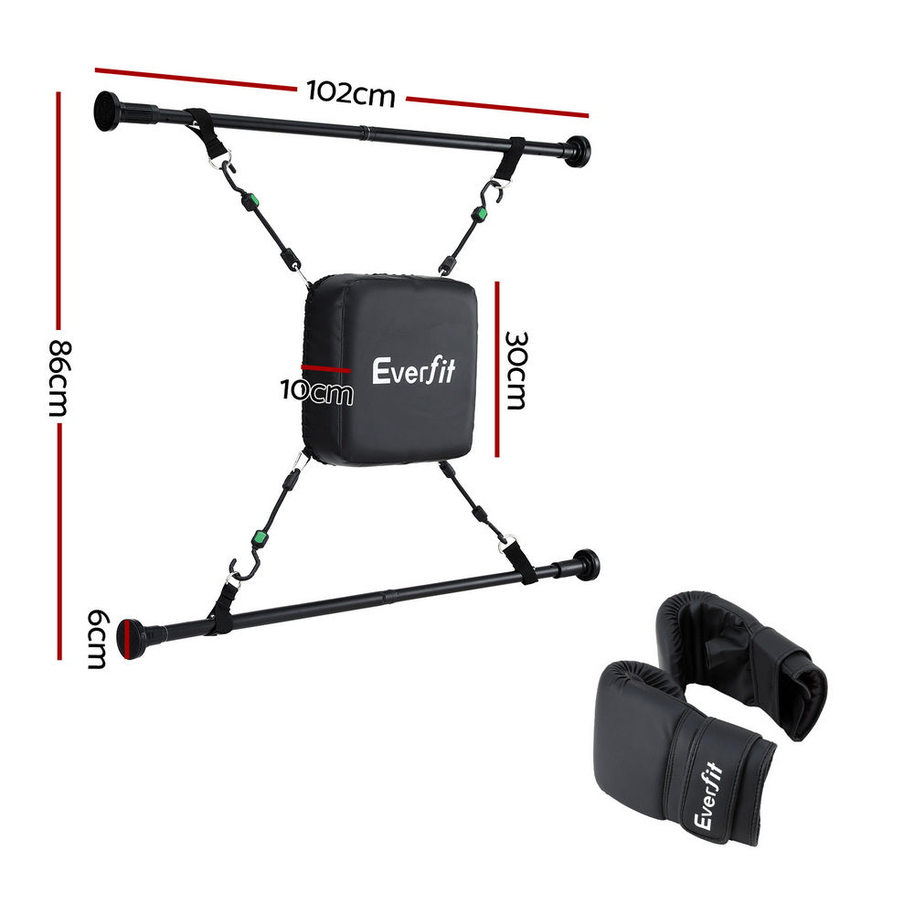Everfit Doorway Punching Bag Adjustable Height Black with Gloves