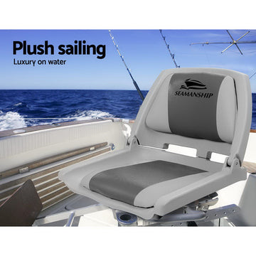 Seamanship Folding Marine Boat Seats with Swivel Base UV Resistant Grey