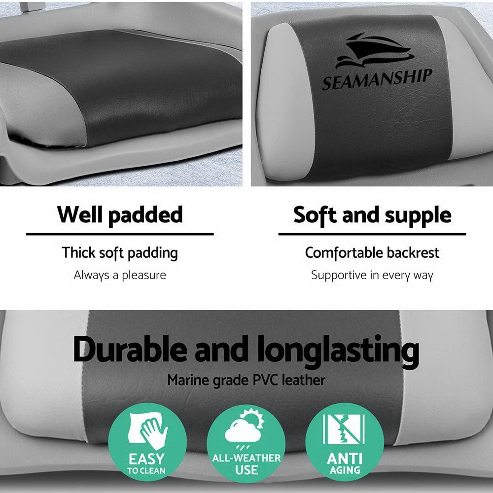 Seamanship Folding Marine Boat Seats with Swivel Base UV Resistant Grey