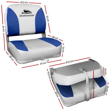 Seamanship Folding Boat Seats Marine Swivel Grey Blue