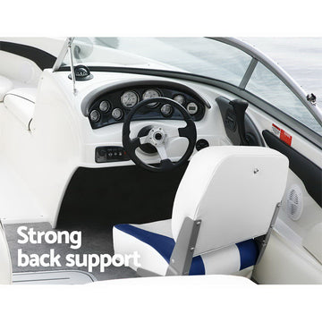 Seamanship Swivel Folding Marine Boat Seats 2-Pack White Blue