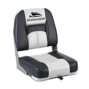 Seamanship Folding Marine Boat Seats Pair with Swivel Base Grey