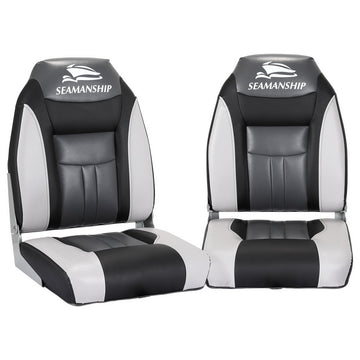 Seamanship Swivel Folding Marine Boat Seats 2-Pack Grey Black