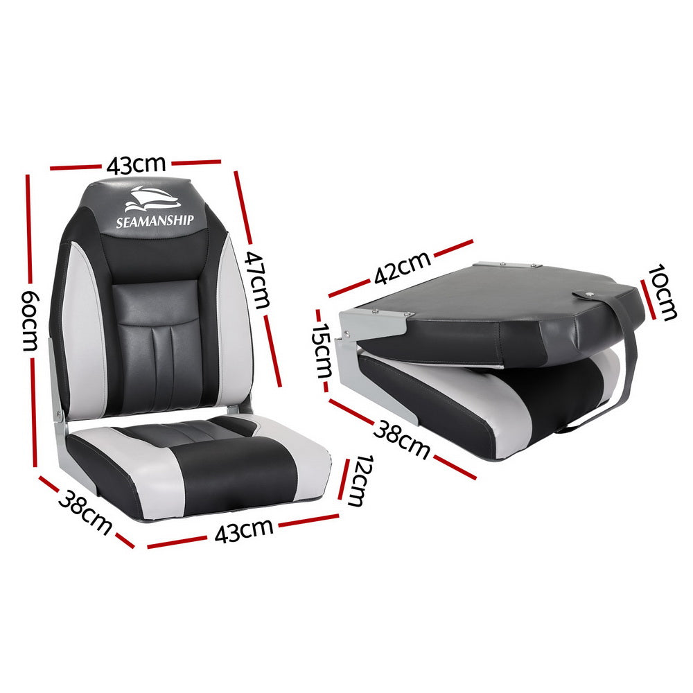 Seamanship Swivel Folding Marine Boat Seats 2-Pack Grey Black
