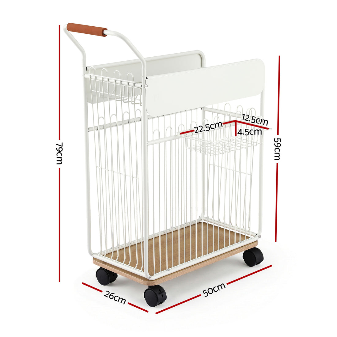 Everfit Yoga Mat Storage Rack with Wheels Hooks Basket White