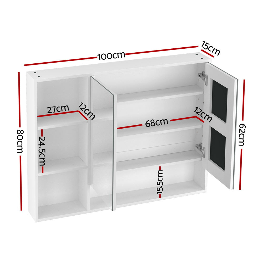 Cefito Bathroom Mirror Cabinet Medicine Storage Wall Mounted White 100cm