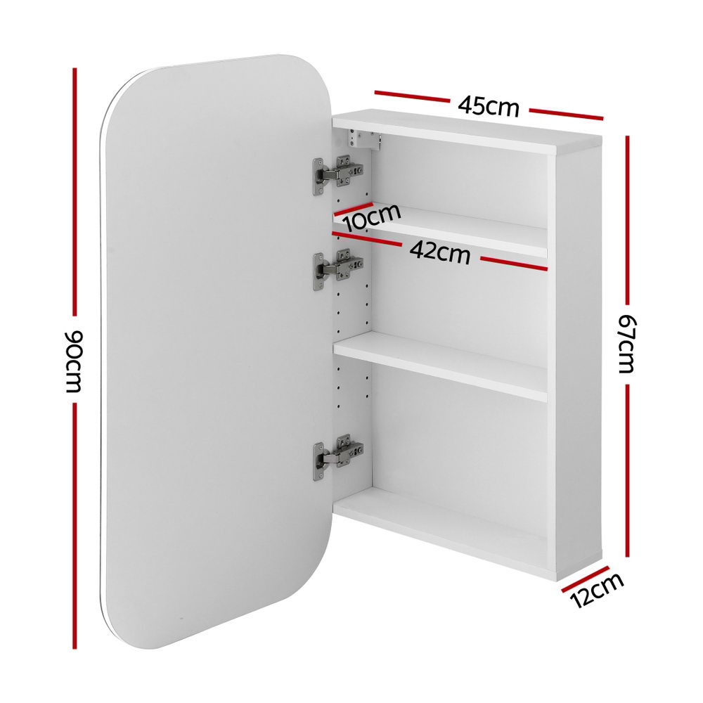 Cefito Oval Mirror Cabinet Bathroom Storage Wall Hung White 900mm