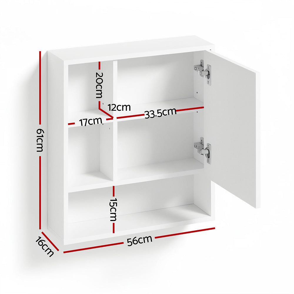 Cefito Bathroom Mirror Cabinet Medicine Storage Wall Mounted 56cm White