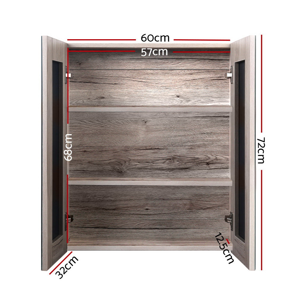 Cefito Soft Closing Oak Bathroom Mirror Cabinet Natural