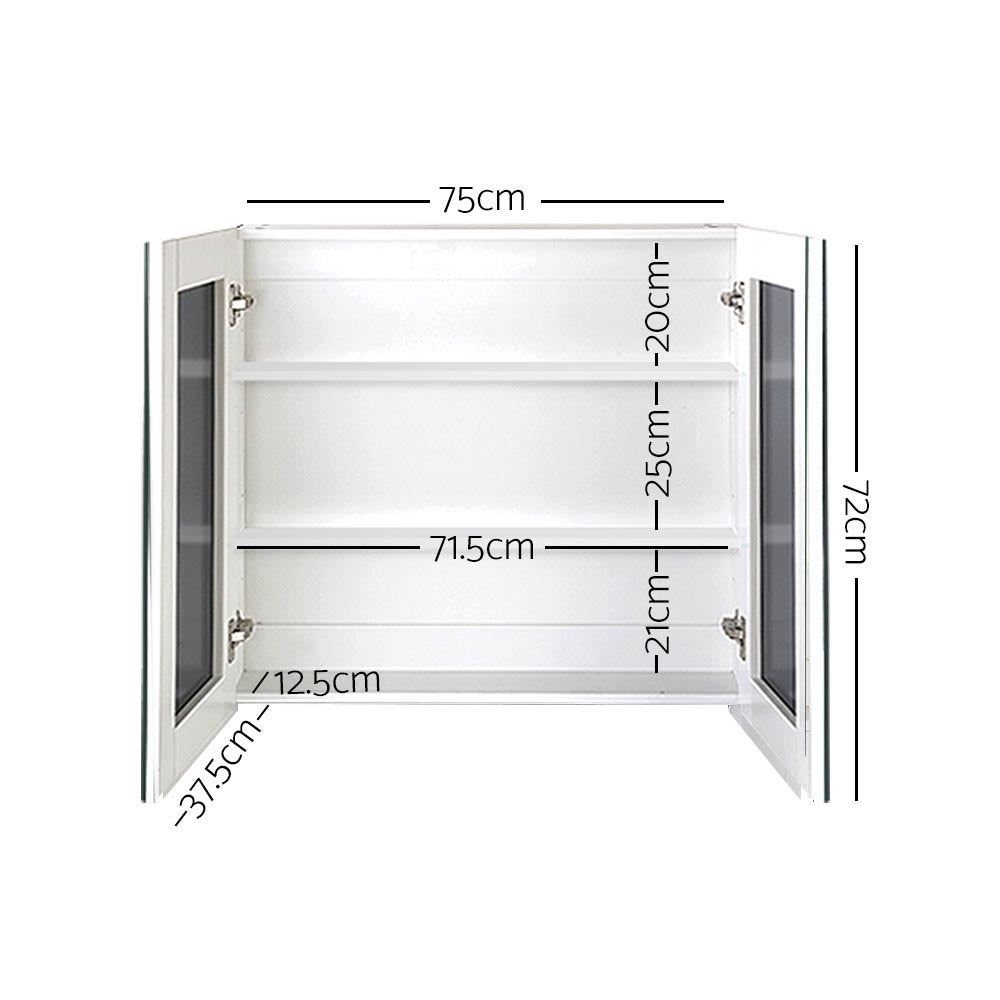 Cefito Soft Closing Gloss White Bathroom Mirror Cabinet 750mm