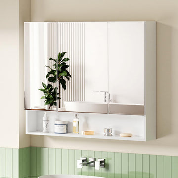 Cefito Triple Mirror Cabinet Medicine Storage Wall Hung White 900mm