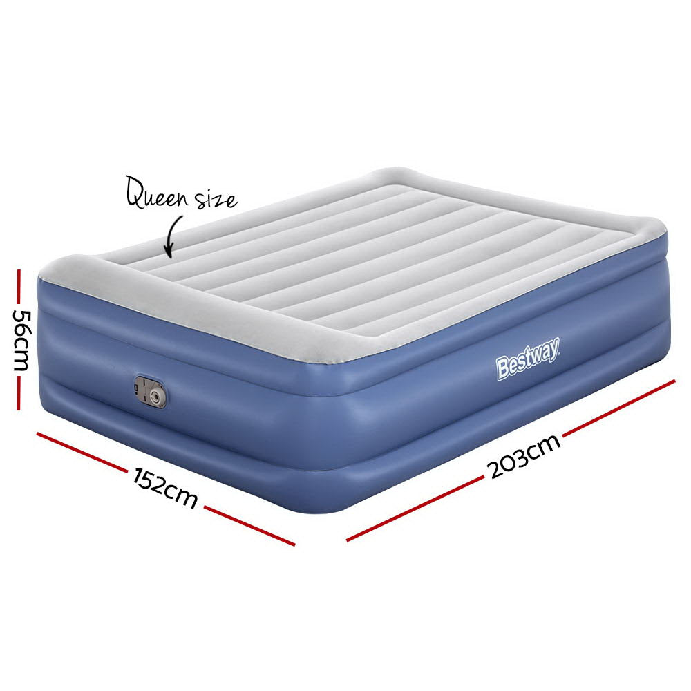Bestway Coil Beam Queen Air Mattress Built-in Pump Navy