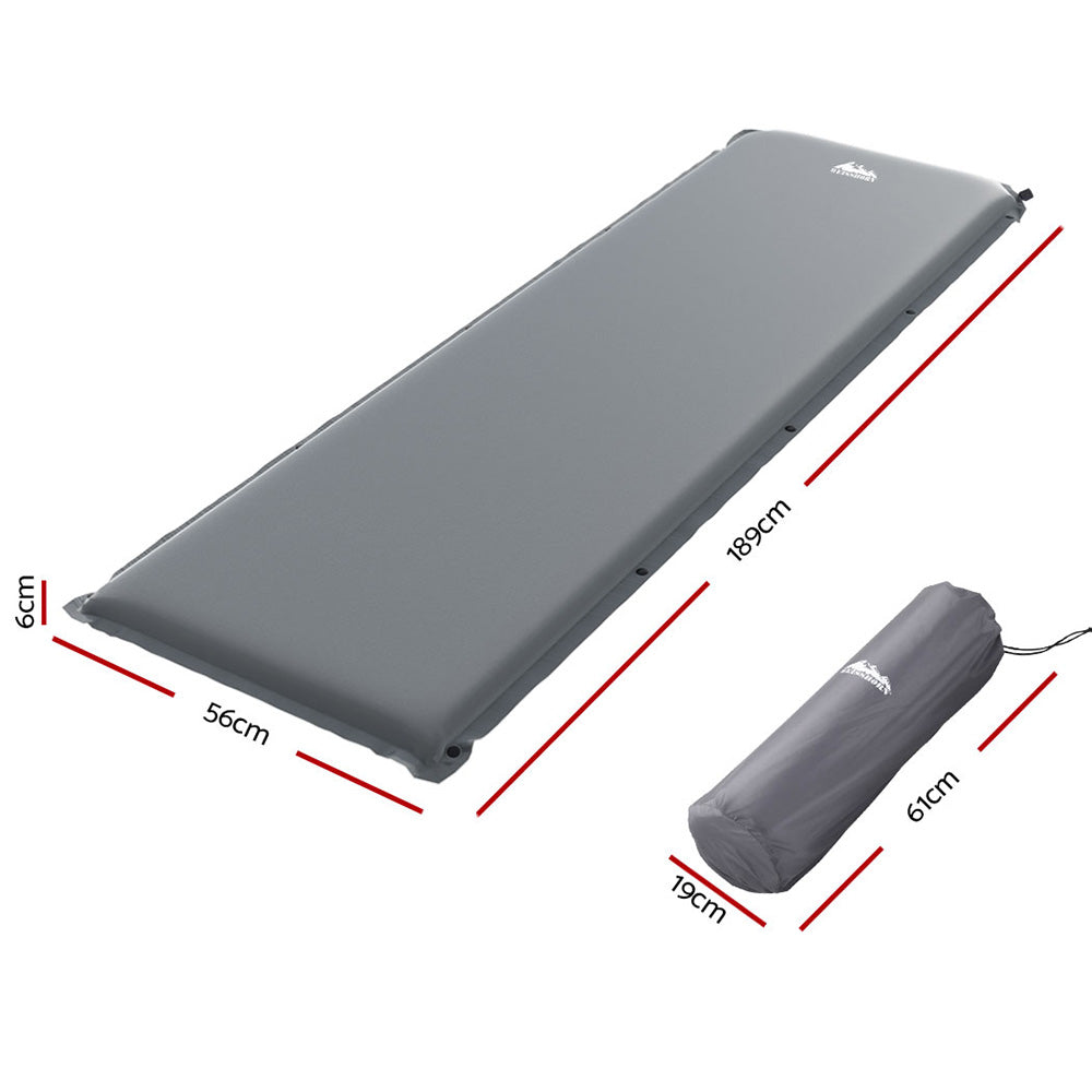 Weisshorn Self Inflating Camp Mat 6cm Thick Memory Foam Grey