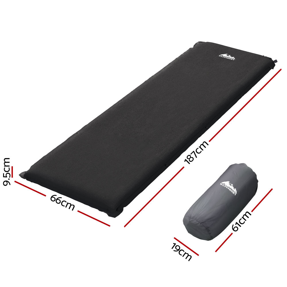 Weisshorn Self Inflating Camping Sleeping Mat 9.5cm Foam 187x66cm Black