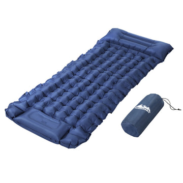 Weisshorn Self Inflating Sleeping Mat 9cm Thick Pillow Blue