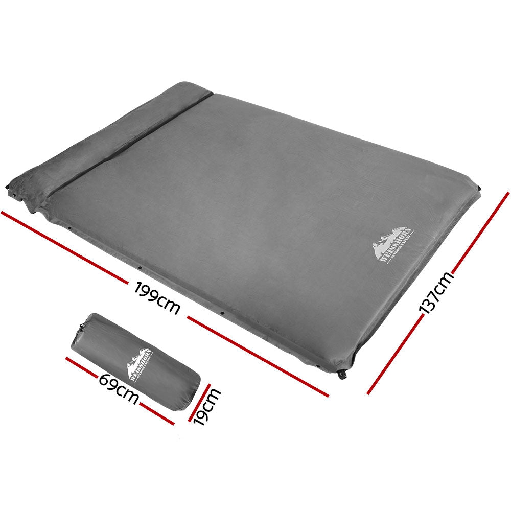 Weisshorn Double Self Inflating Mat Camping 199x137cm Grey