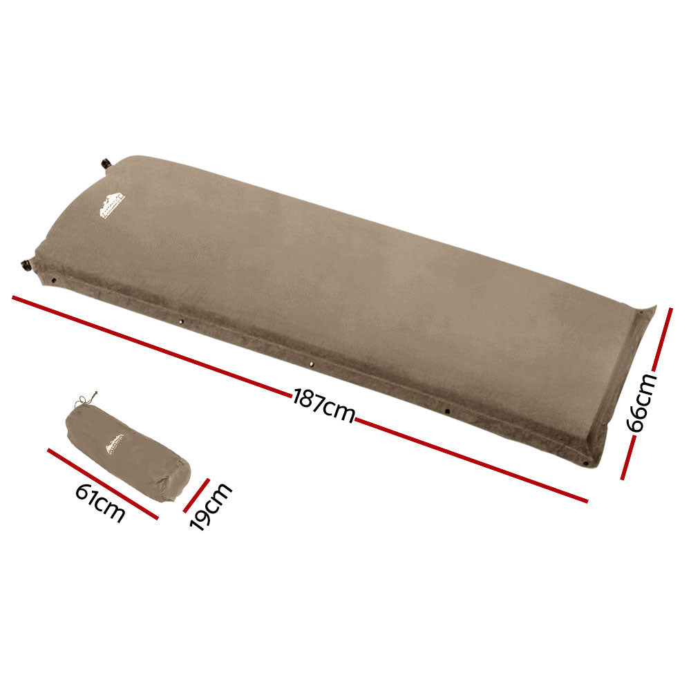 Weisshorn Self Inflating Sleeping Mat 9.5cm Thick Coffee