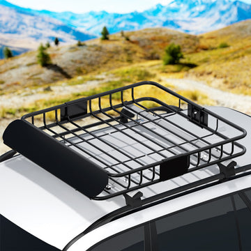 Giantz Universal Roof Rack Cargo Basket 111cm Black 80kg Capacity