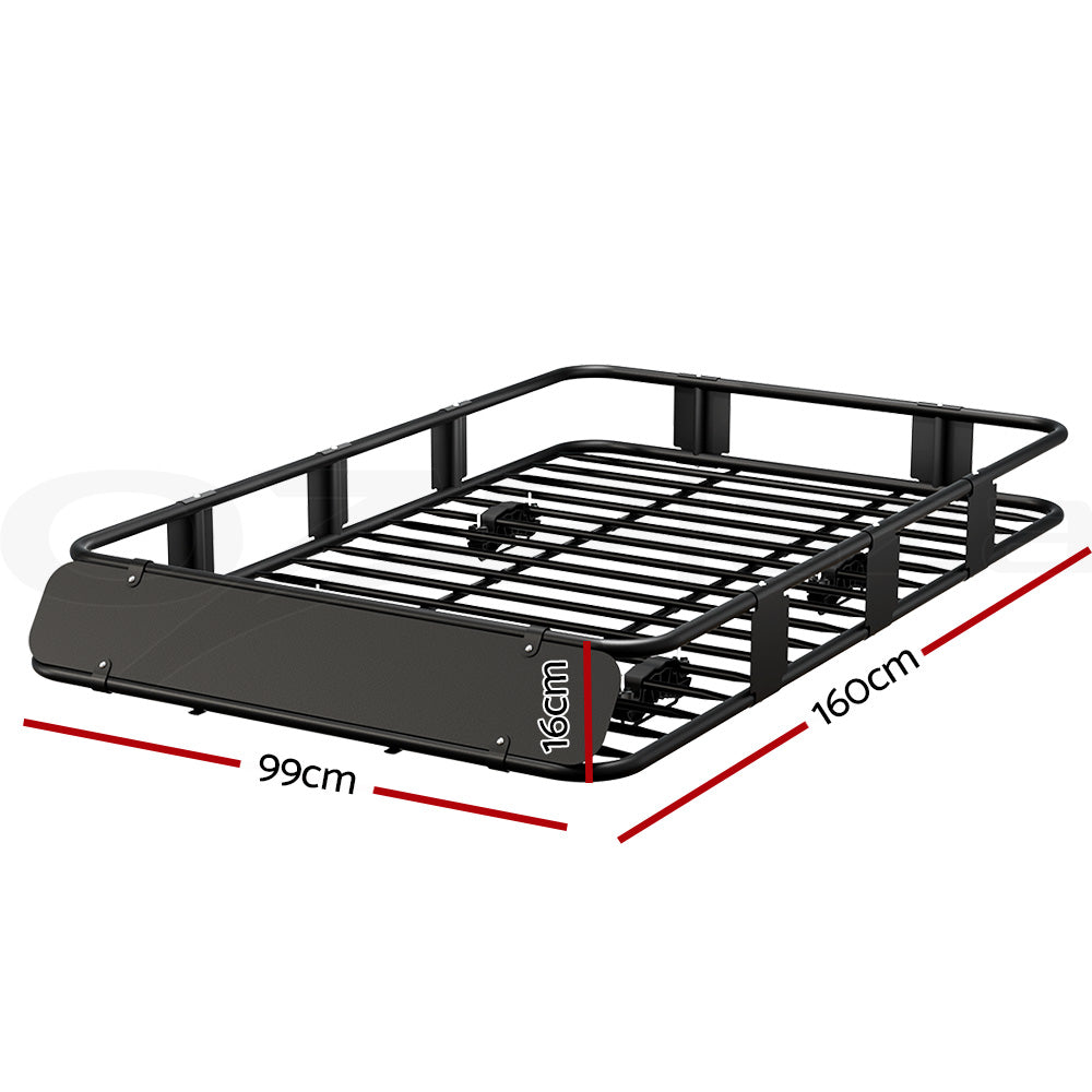 Giantz Extendable Roof Rack Cargo Basket 160cm Black 100kg Load