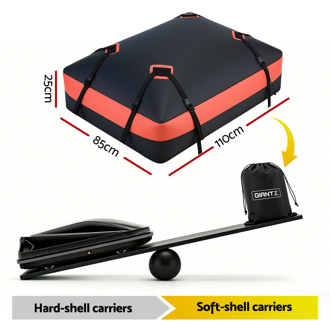 Giantz Waterproof Rooftop Cargo Bag 15 Cubic Ft Universal Fit