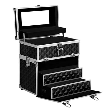 Embellir Portable Makeup Case with Mirror and Handle Diamond Black