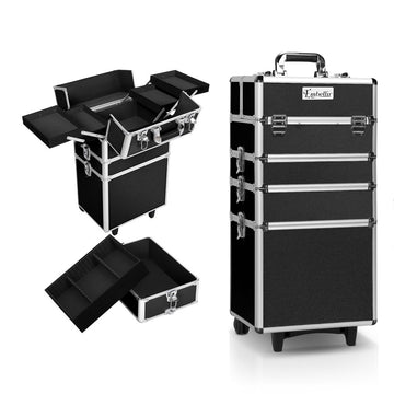 Embellir Makeup Trolley Case 4 Layer Portable Black
