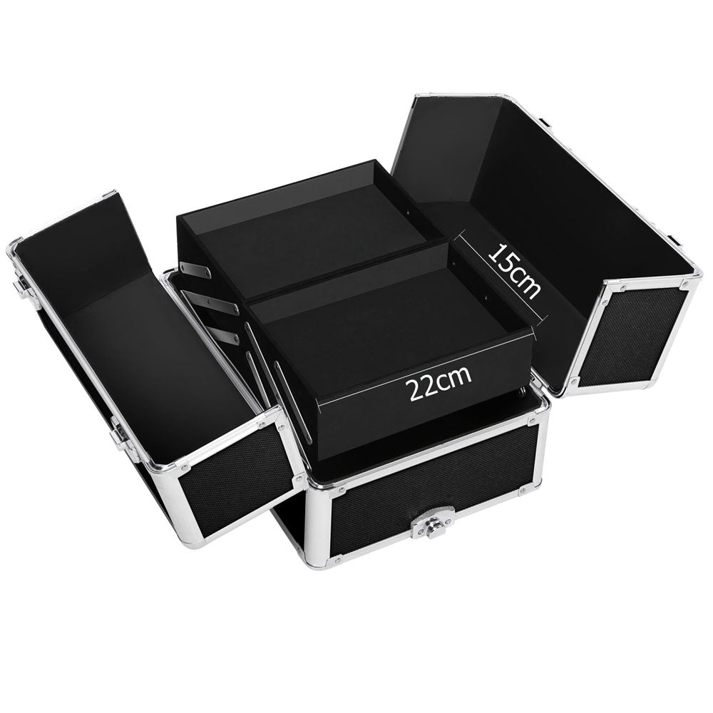 Embellir Makeup Trolley Case 4 Layer Portable Black